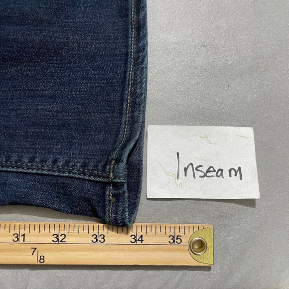 Express Size 10 Dark Wash Stretch Denim Jeans Western Slim Flare Mid Rise 2000s - Picture 11 of 12